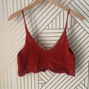 Double Zero 100% cotton Crochet knit Bralette bra M   Orange